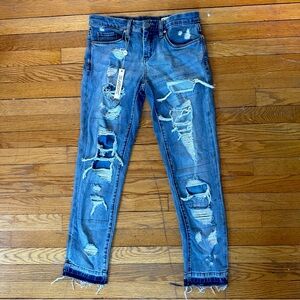 Blank NYC NWT distressed straight leg jeans women’s size 25 light wash ripped